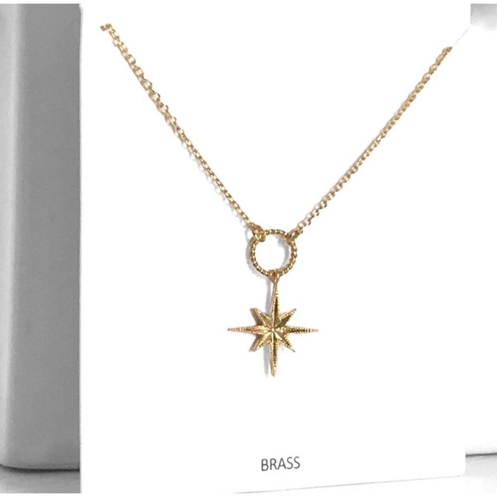 1 LEFT! Starburst Dangle Dainty Women’s Cute Gold Toned Everyday Necklace - Picture 3 of 5